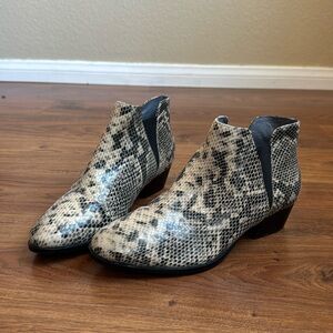 Seychelles leather python pattern booties